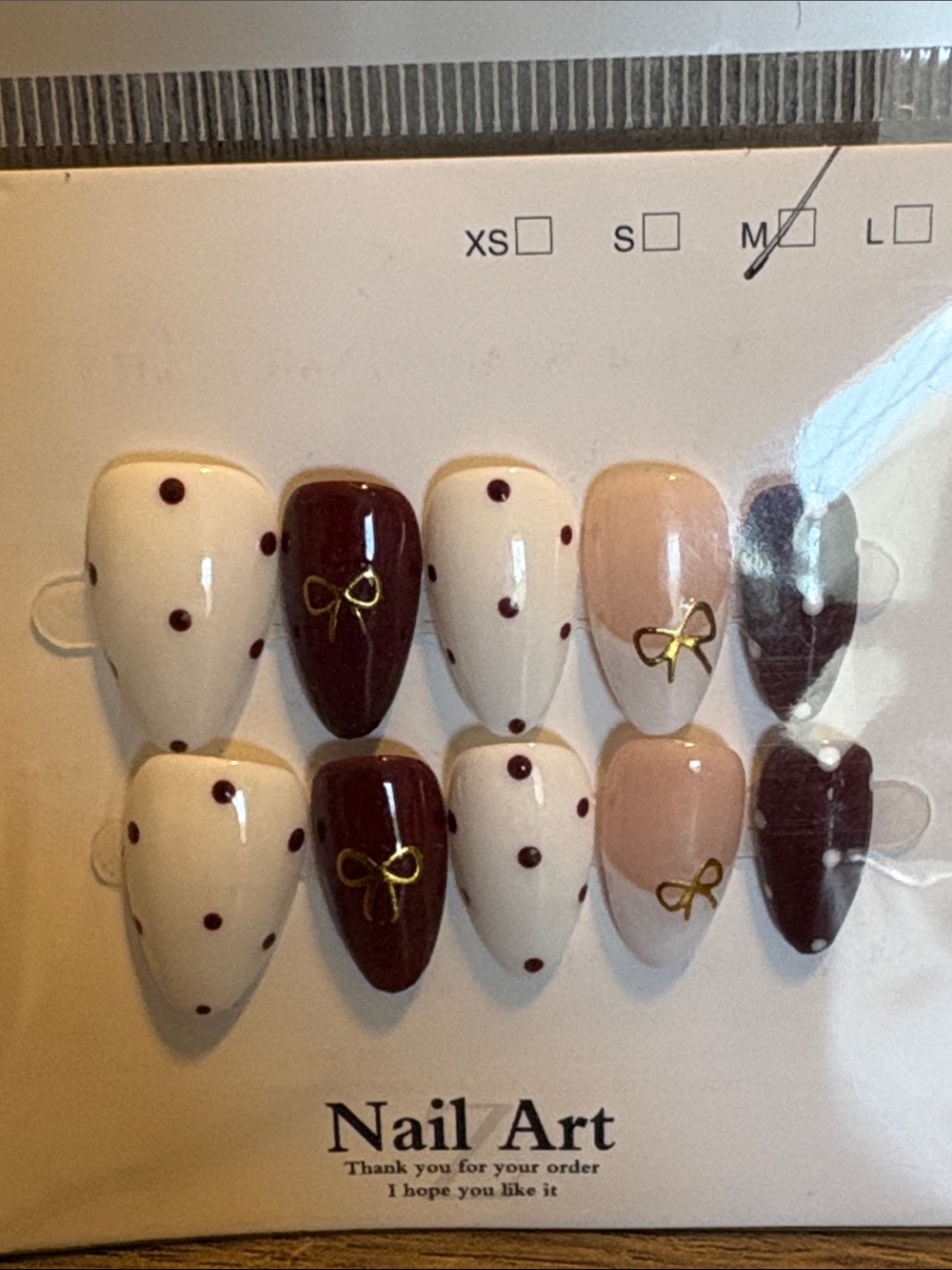 Press-On Set — Cream, Burgundy & Nude